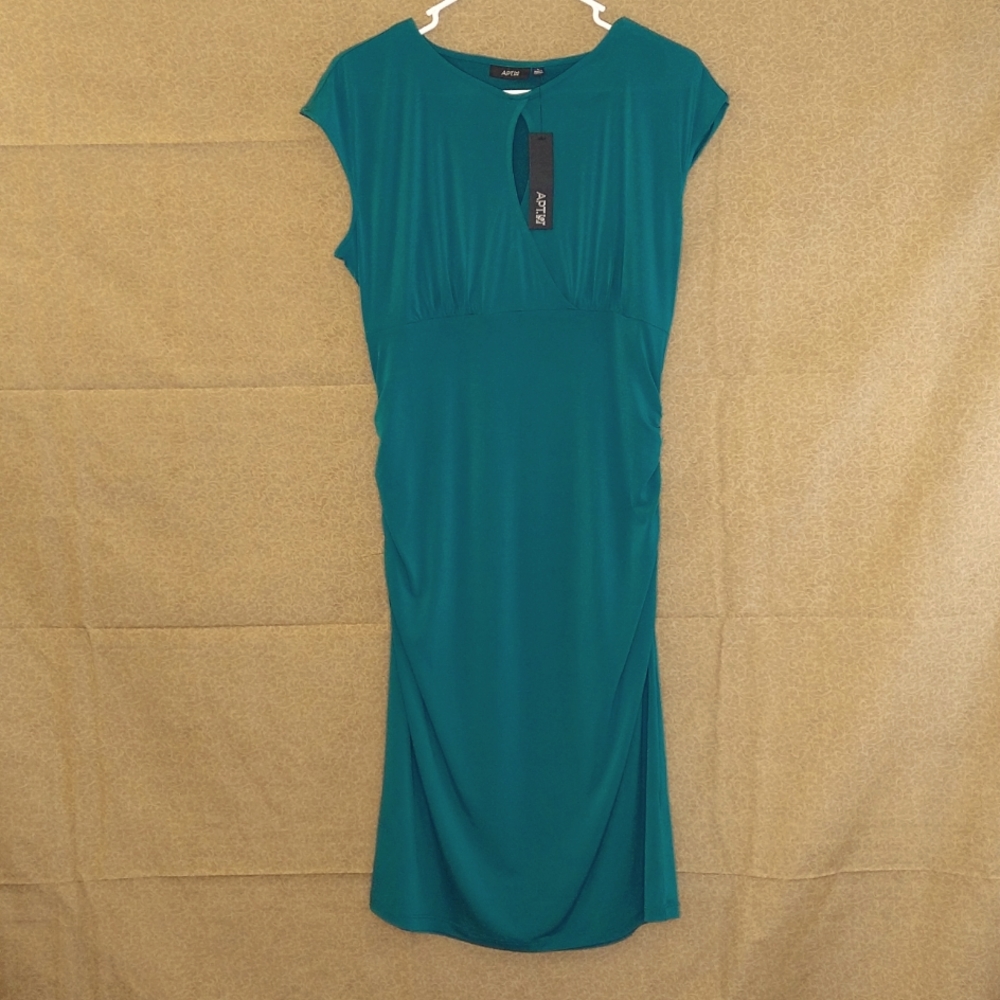 Women Green Sleeveless Ruched Dress Size: L